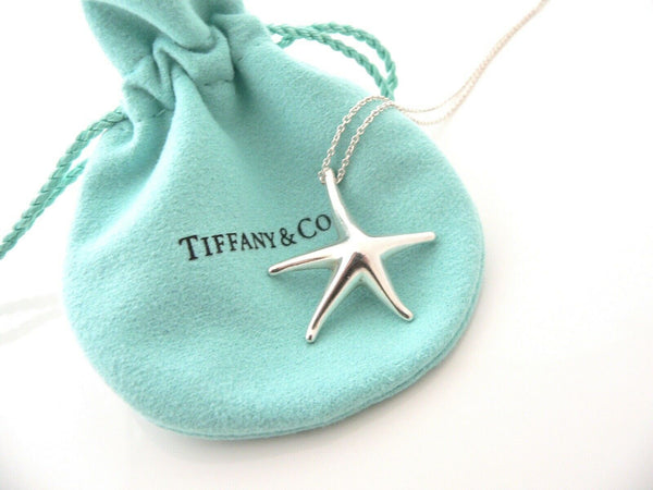 Tiffany & Co Starfish Necklace Large Chain Silver Rare Pouch Gift Ocean Sea Love