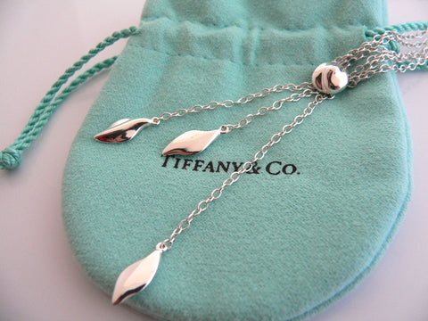 Tiffany & Co Leaf Dangle Necklace Pendant Chain Nature Lover Gift Pouch T and Co