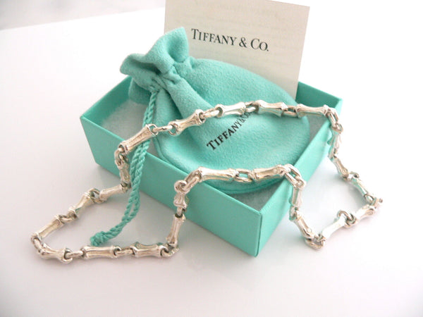 Tiffany & Co Silver Nature Bamboo Link Charm Necklace 19 Inch Chain Longer Gift