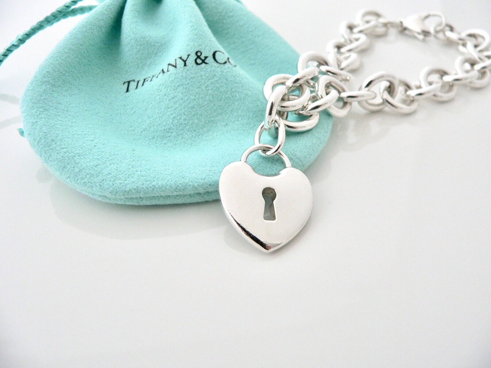 Tiffany & Co Heart Key Hole Charm Bracelet Chain