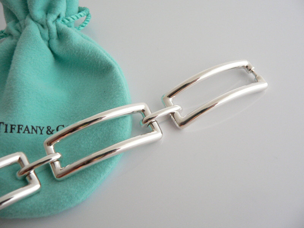 Tiffany & Co Silver Clasp Link Bracelet Charm Bangle Chain Gift Pouch Love