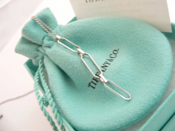 Tiffany & Co 18K Gold Paper Clip Necklace Pendant Charm Gift Pouch Love Dangling