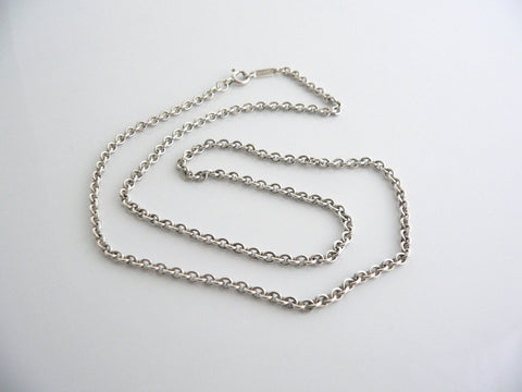 Tiffany & Co Silver 2 mm Thick Curb Chain Necklace 18 In 4 Pendants Charms Gift