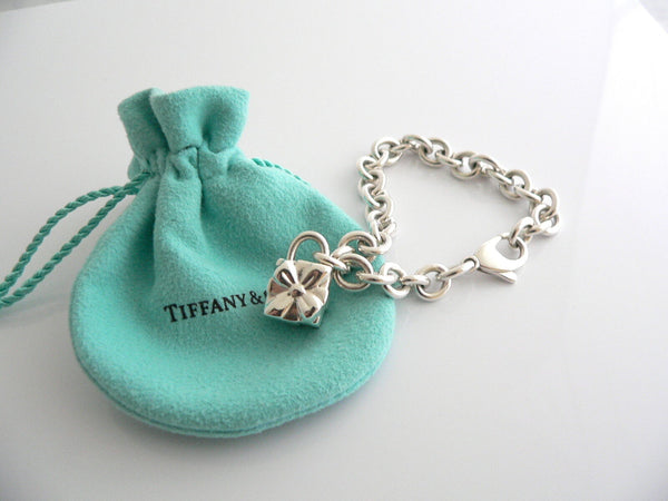 Tiffany & Co Silver Gift Box Bracelet Bow Ribbon Charm Bangle Gift Pouch Love