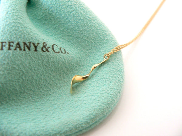 Tiffany & Co 18K Gold Gehry Nature Orchid Flower Necklace Pendant Chain Pouch