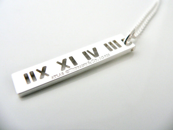 Tiffany & Co Atlas Necklace Stencil Bar Pendant Charm Chain Gift Love 20 Inch