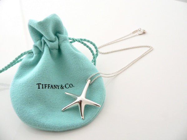 Tiffany & Co Starfish Necklace Large Chain Silver Rare Pouch Gift Ocean Sea Love