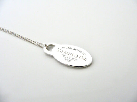 Tiffany & Co Oval Tag Necklace Pendant Charm Chain Return to T & Co Silver Gift