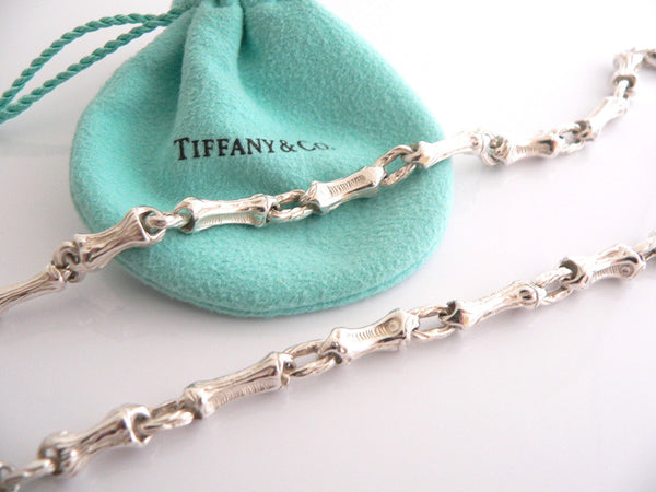 Tiffany & Co Silver Nature Bamboo Link Charm Necklace 19 Inch Chain Longer Gift