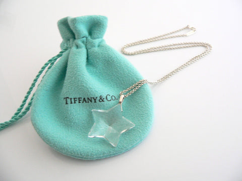 Tiffany & Co Silver Rock Crystal Star Necklace Pendant Chain Gift Pouch Love