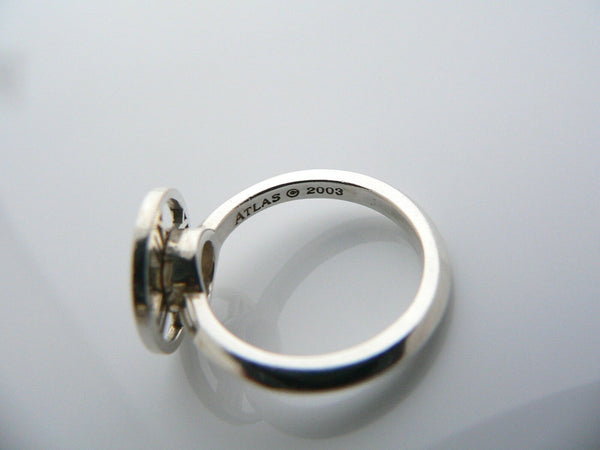 Tiffany & Co Silver Atlas Medallion Round Circle Ring Band Sz 6 Rare Gift Love