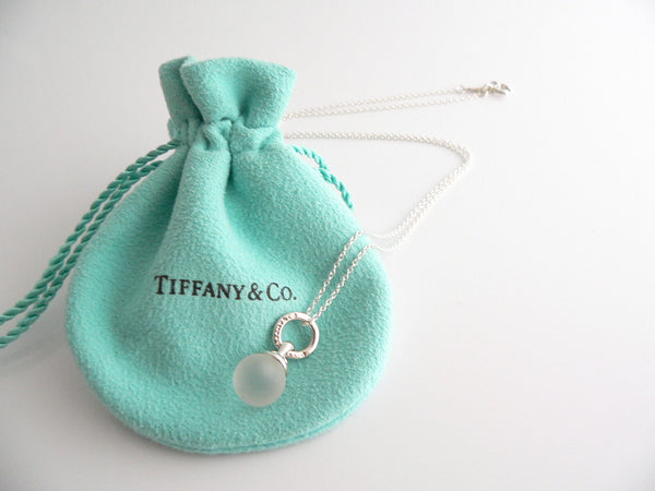 Tiffany & Co Silver Crystal Fascination Ball Bead Necklace Pendant Gift Pouch