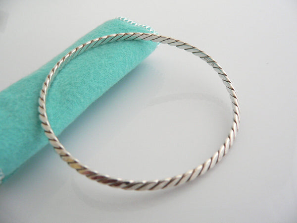 Tiffany & Co Twist Bangle Bracelet Stack Blue Pouch Twirl Line Edge Gift Love