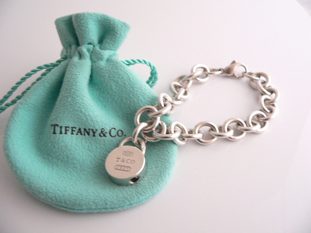 Tiffany & Co.1837 Padlock Lock Round Pendant Necklace Sterling Silver 925