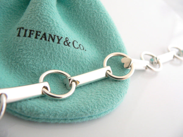 Tiffany & Co Silver Picasso Tenderness Heart Link Bracelet Bangle 7.75 Inch Gift