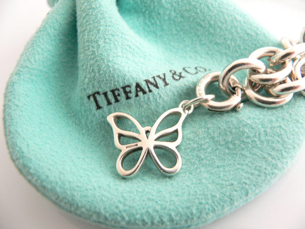 Tiffany & Co Silver Nature Butterfly Bracelet Bangle Charm Clasp Gift Pouch Love